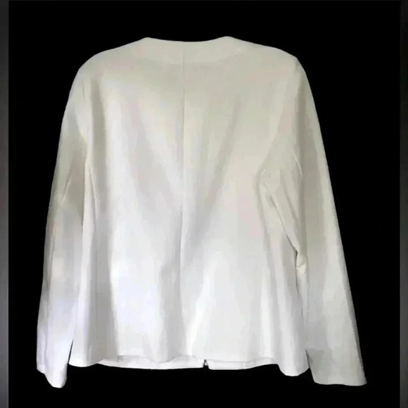 Eileen Fisher  white Organic Cotton Ponte Zip-Front Jacket  S preppy minimalist - Picture 3 of 6